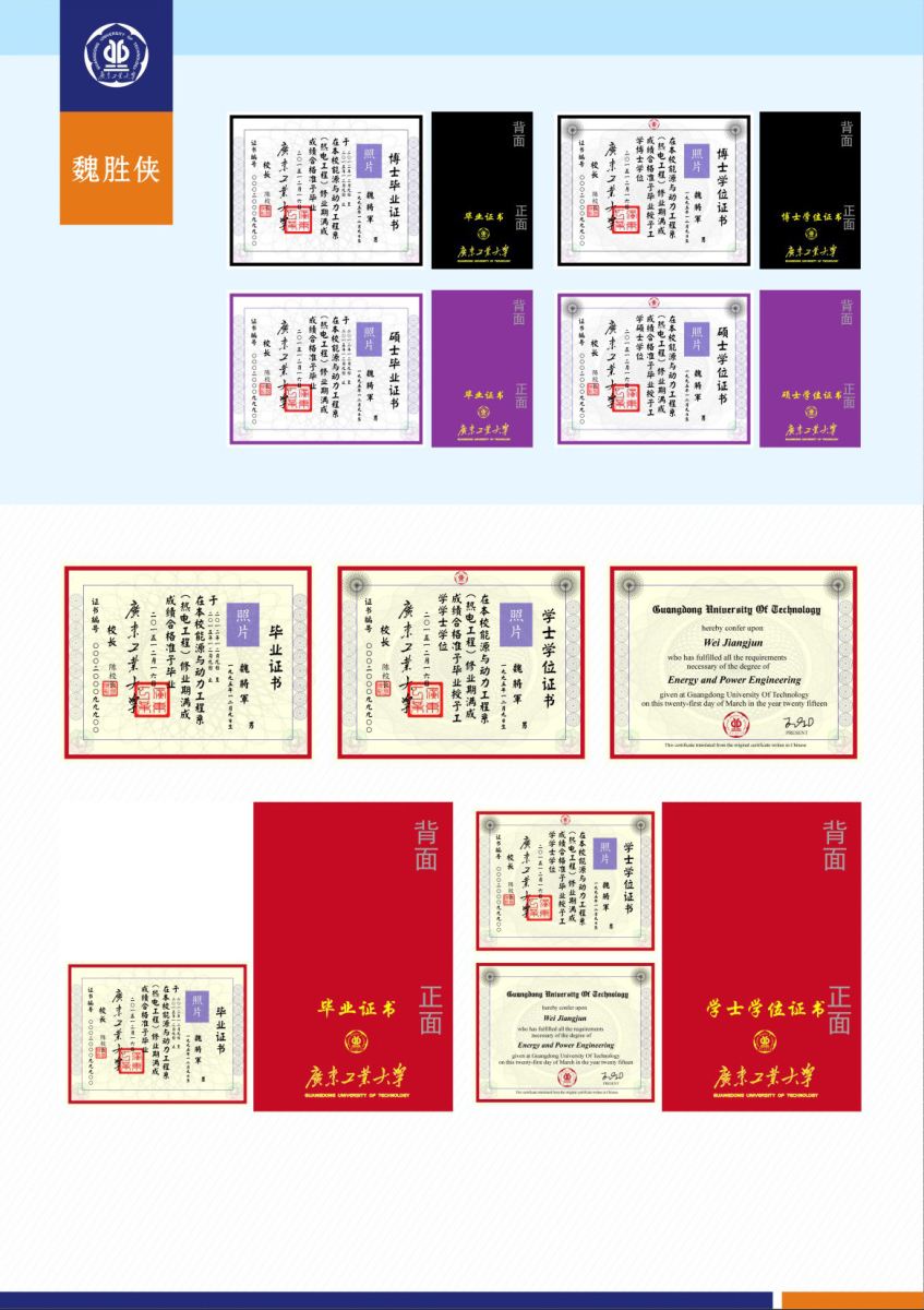 关于公布广东工业大学学位证书、毕业证书设计大赛评选结果的通知
